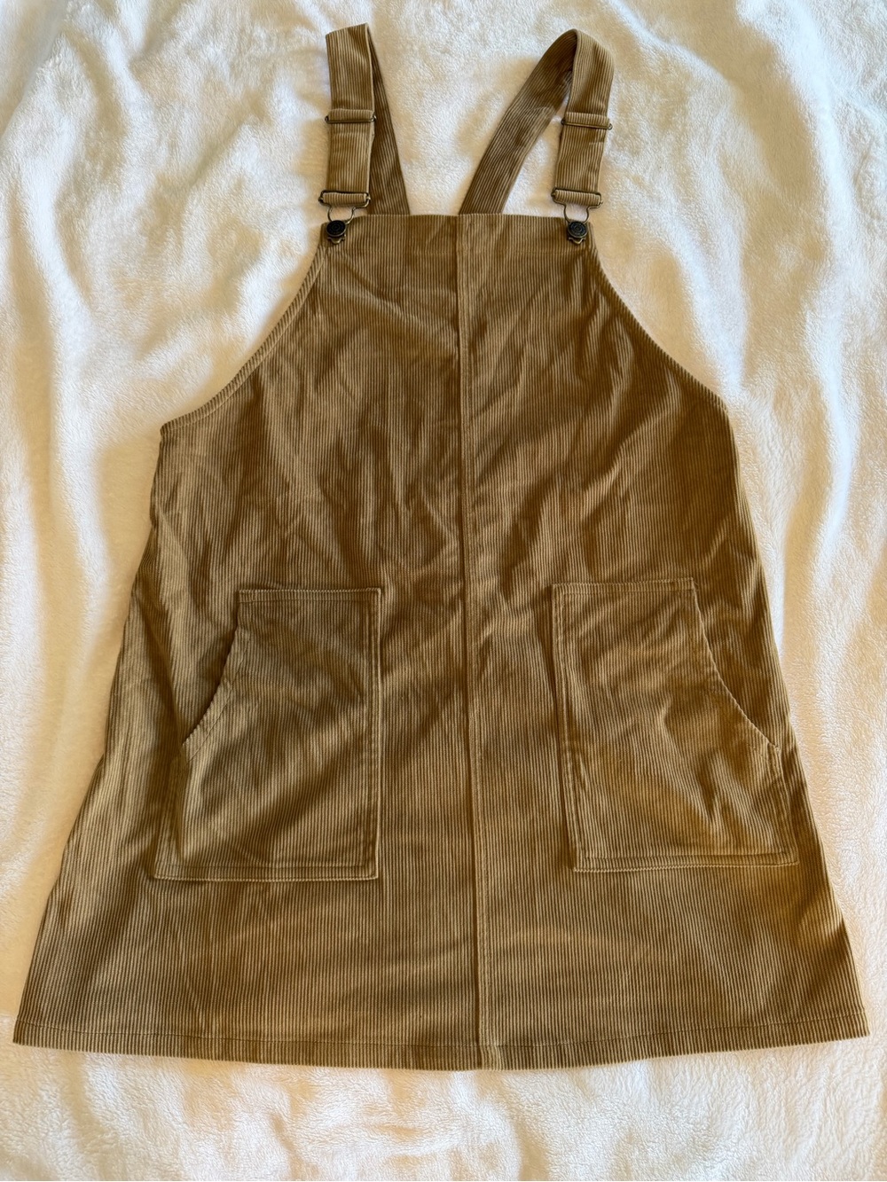 Sadie & Sage Corduroy Pinafore Dress in Tan